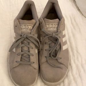 Adidas suede gray/white sneakers - size 7 (mens) I wear a size 9 in shoes.